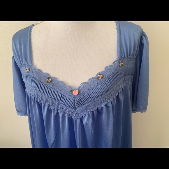 Blue Maxi Gown with Embellished Neckline - Picture 2 of 9